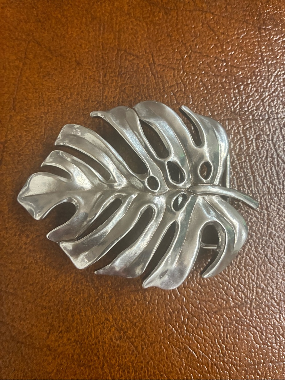 Silver Monstera Leaf belt buckle